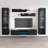 Floating 100" Modern Entertainment Center with 16-Color LED Lighting, High Gloss Finish-1356232062