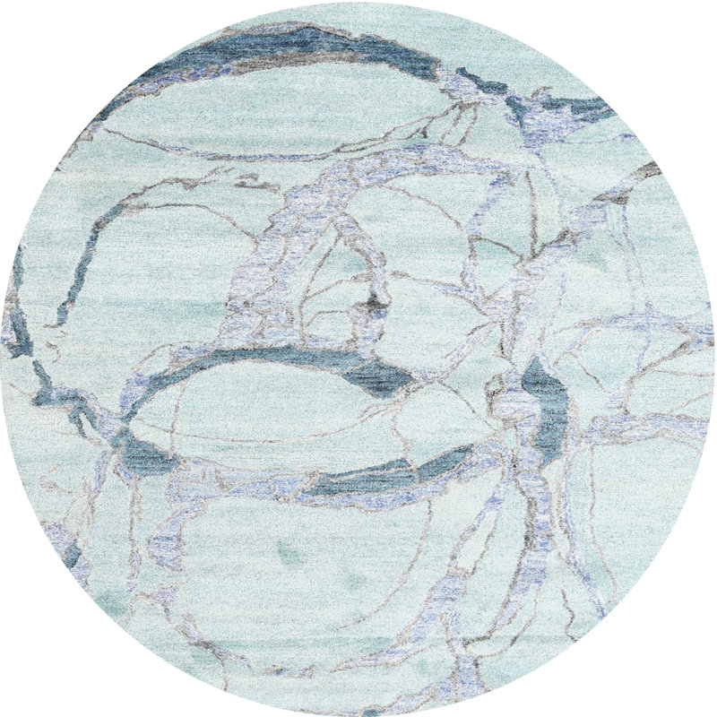 Tapis gris/zone noire contemporaine, Rond 4 pi