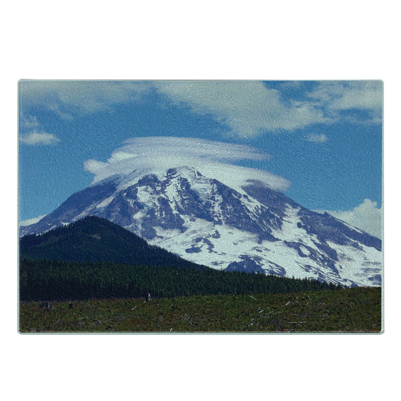 Multicolore Ambesonne - planche à découper en verre trempé Mt Rainier