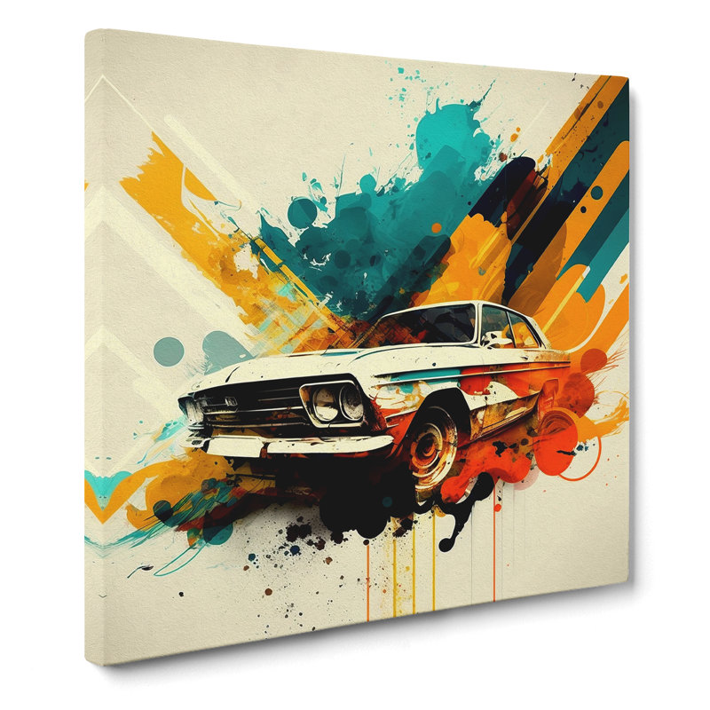 Car Abstract Expressionism - Print, 50cm H x 50cm W x 3cm D