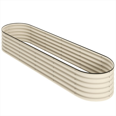 Support à plante crème blanc avec cadre en métal pour l'extérieur, 94,5 po x 23,5 po x 16,5 po, acier galvanisé