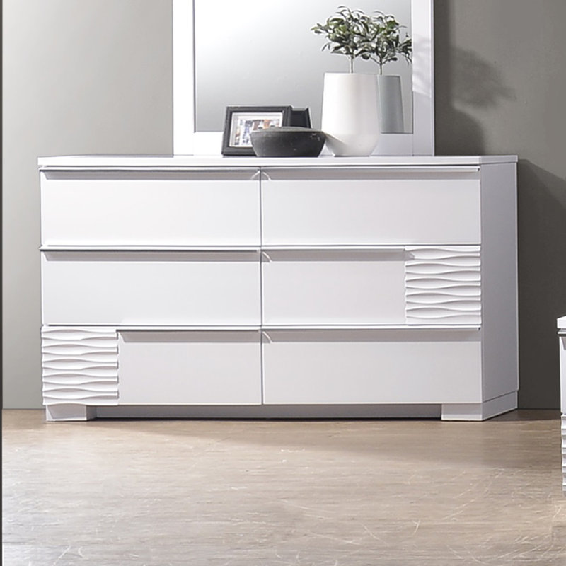 Fenner 55" 6 Drawer White Dresser 