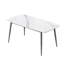 Table de salle à manger 62,99 po en pierre artificielle moderne à bord arrondi gris foncé et pieds en métal gris foncé pouvant accueillir 6 personnes (table de salle à manger seulement)-661135309
