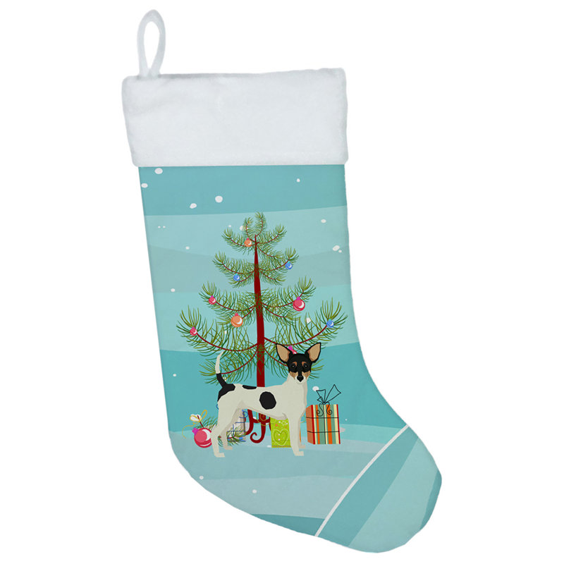 Chaussette de noël joyeux de noël, Toy fox terrier noir / blanc