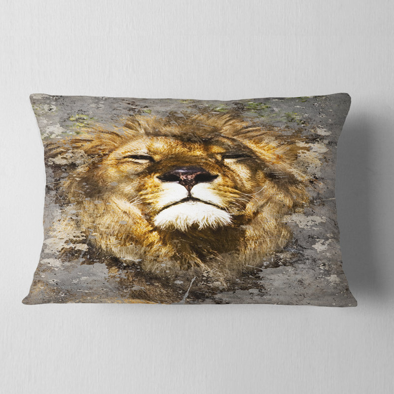 Coussin tête de lion avec textures - imprimé animal