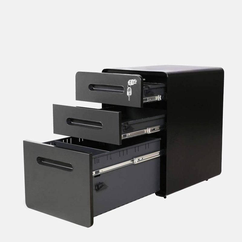 15.3'' Wide 3 -Drawer Mobile Steel File Cabinet, Black