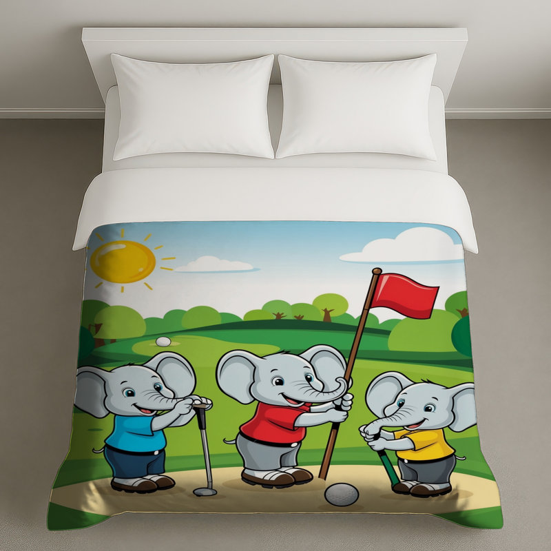 Éléphants jouant au golf Housses de couette, Grand lit