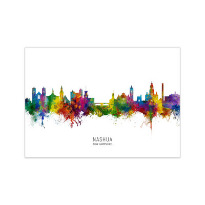 Nashua New Hampshire Skyline by Michael Tompsett - Print