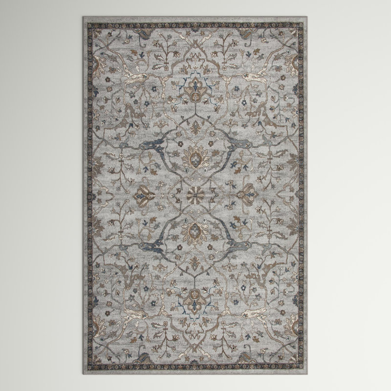 Tapis gris / brun Ameiya, Rectangle 5 pi x 8 pi