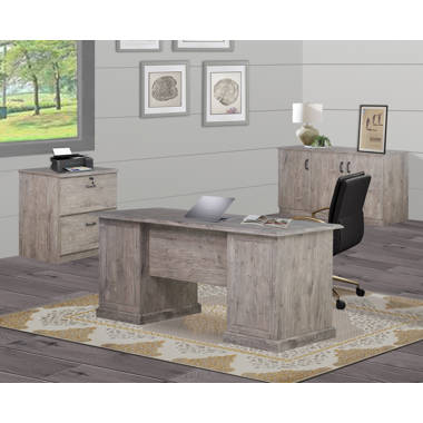 Haoming Aluminum Rectangular Writing Desk Office Set Williston Forge Color: Brown