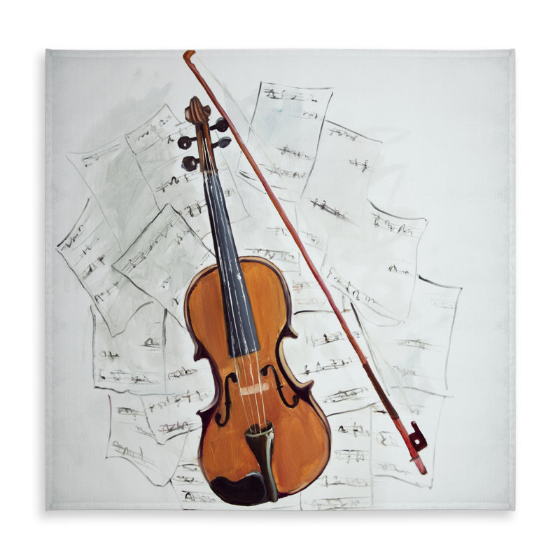 Violin on Music Sheet Tablecloth - Indoor/Outdoor Home Decor