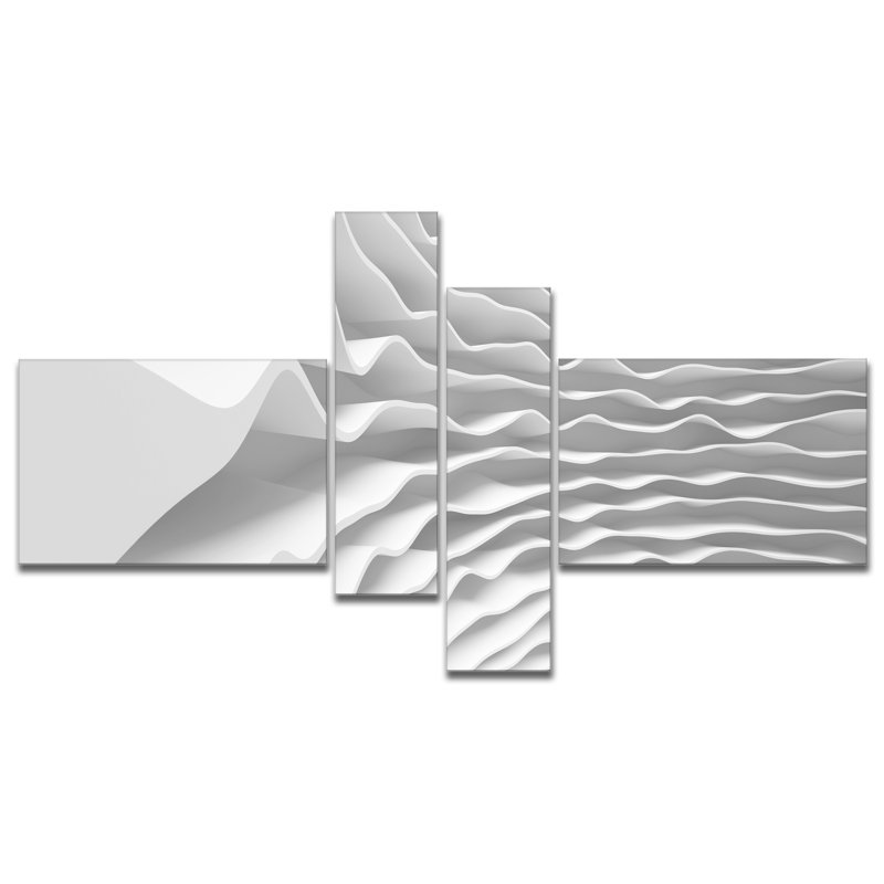 « fractal flexed white 3d waves », reproduction d’impression à multiples images sur toile