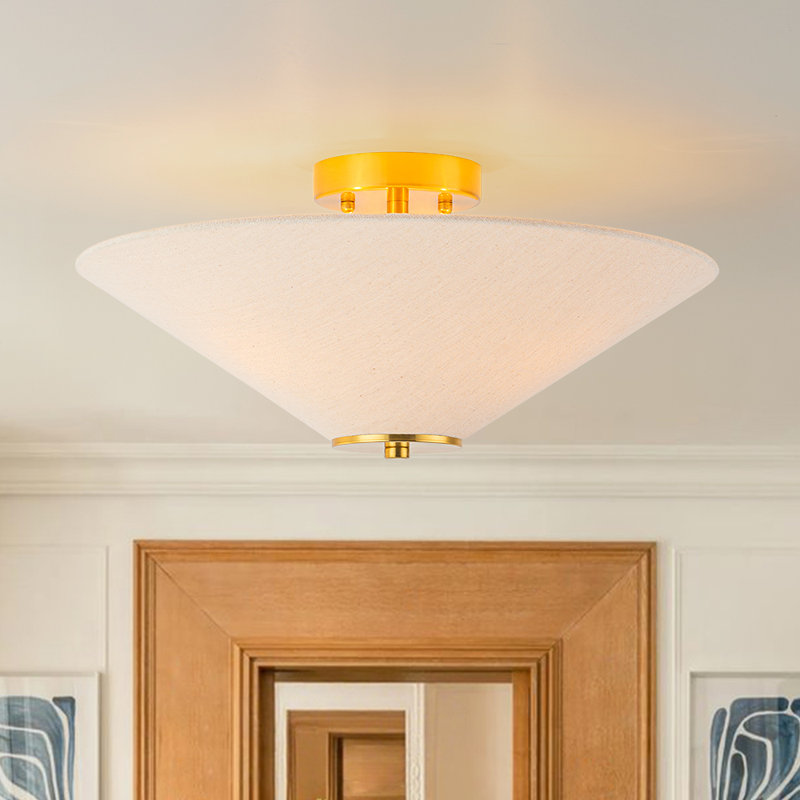 Plafonnier semi-encastré en tissu 3 lumières en forme de champignon