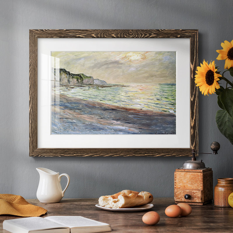 Pourville, Sunset, 1882, reproduction d'art encadrée, H 26 po x l 38 po, Noyer