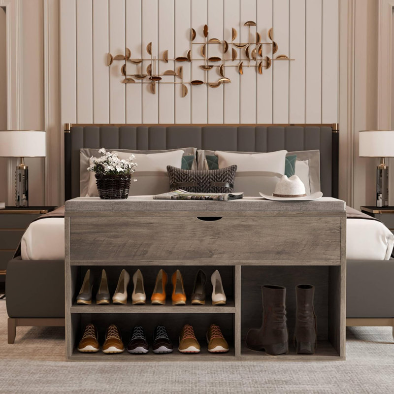 Shoe Storage Bench, Gray