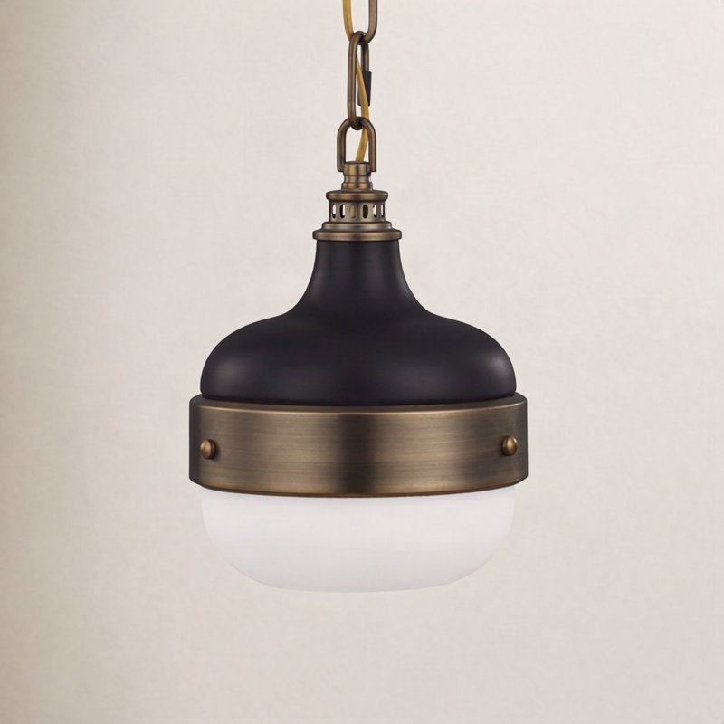 Tulane - Light Single Pendant, Dark Antique Brass / Matte Black, 10.875" H x 8" W x 8"D
