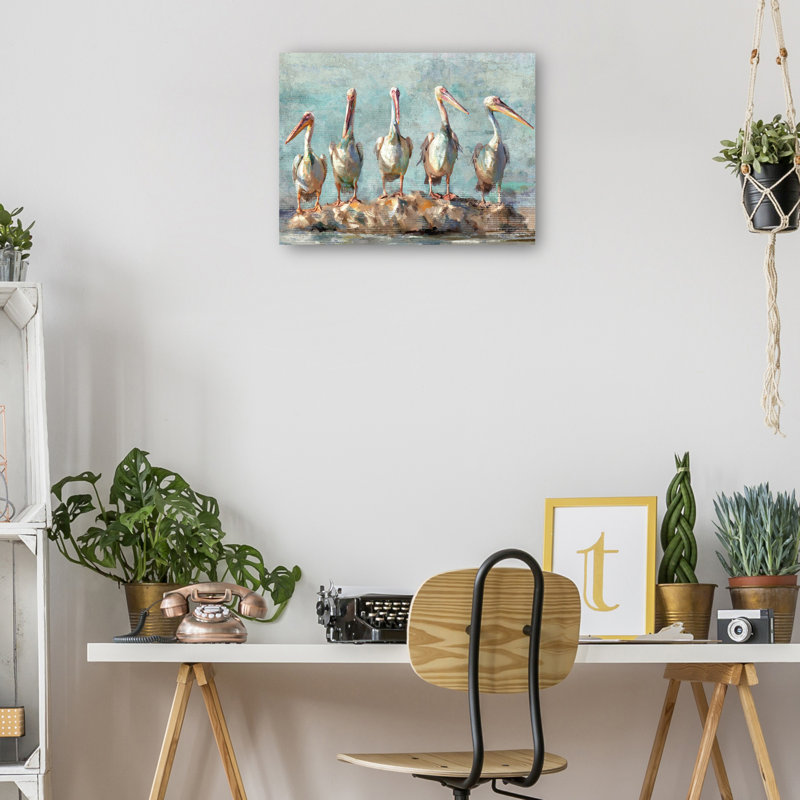 Pelican Pause by Studio Arts Canvas Art Print, Wrapped Canvas, 36" W x 27" H