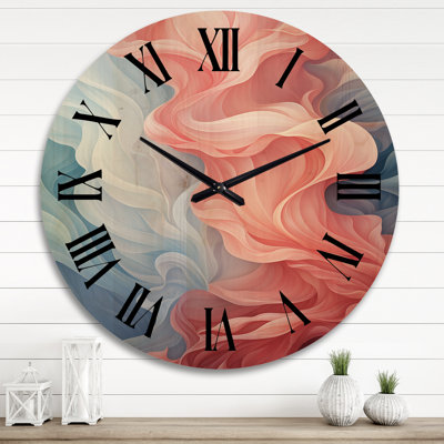Horloge murale à encre encre Wave Rhythms en bleu et rouge