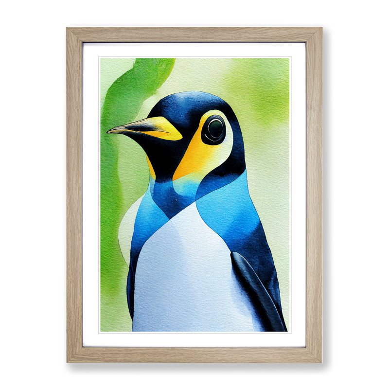 Penguin In Watercolour No.3 - Wall Art, 59.4cm H x 42cm W, White, canvas/paper