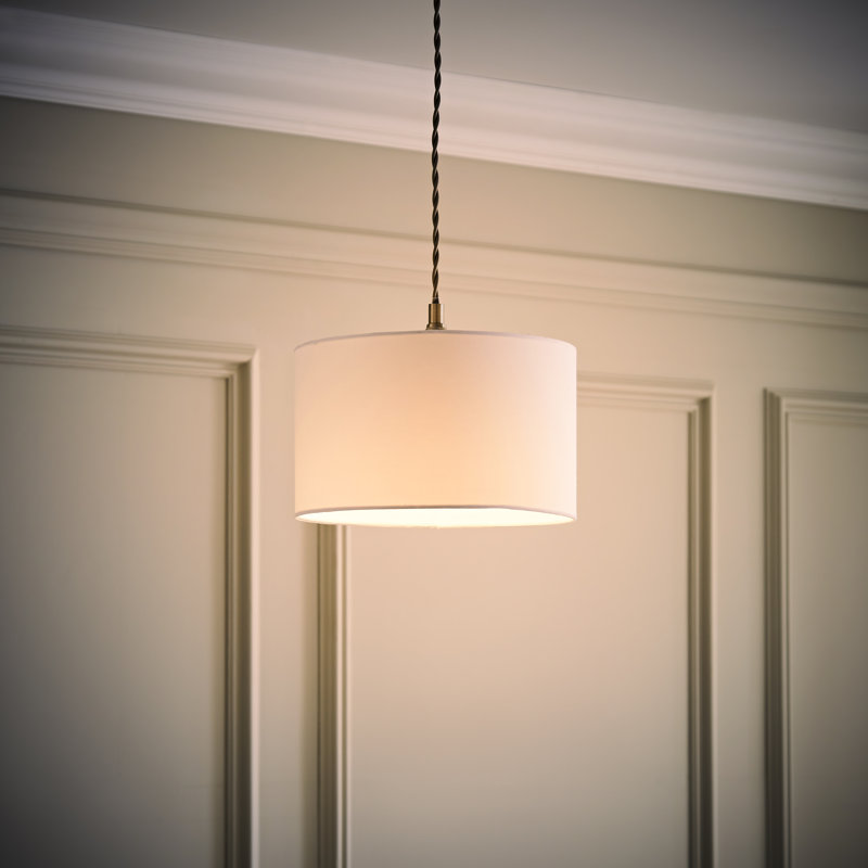 27.5cm H Cotton Drum Pendant Shade ( Screw On ), White, 25cm H x 45cm W x 45cm D