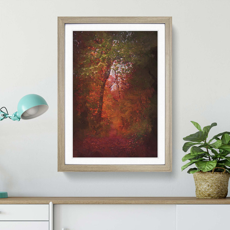 Path Through the Forest in Abstract - Picture Frame Graphic Art Print, 48cm H x 36cm W x 2cm D, Oak Framed