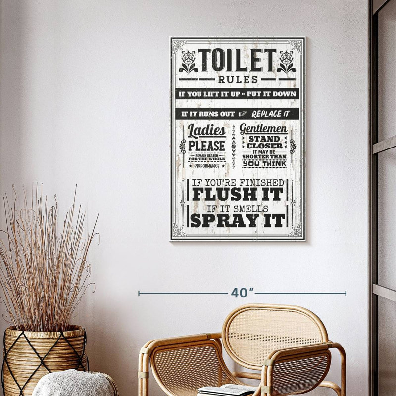 Proper Bathroom Rules Canvas Print, 39" H x 26" W x 1.25" D