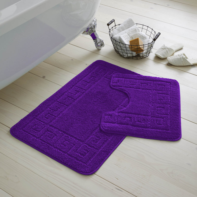 2 Piece Set Rectangle/U-shaped Bath Mat, Purple