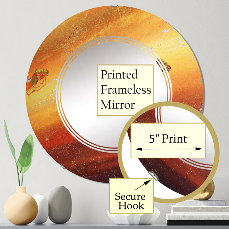Courir les chameaux pendant une tempête de sable - Miroir mural traditionnel rond, 24 po x 24 po