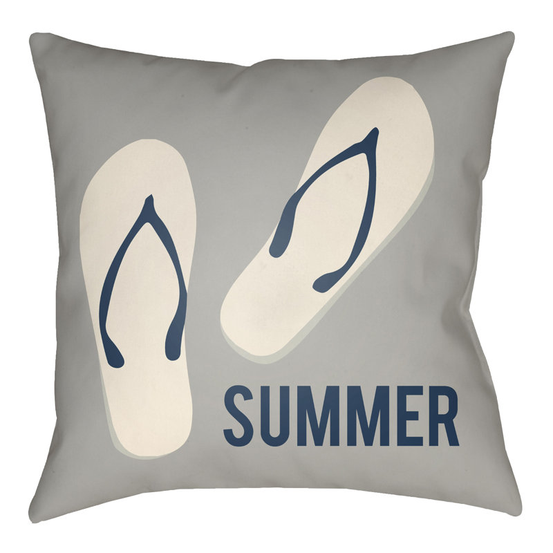 Litchfield Summer Outdoor Reversible Throw Pillow, 22" H x 22" W, Navy Blue/Fuchsia