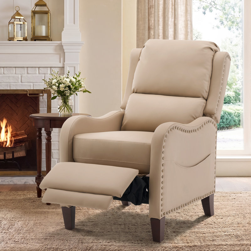 Fauteuil inclinable à pousser avec pédale allongée pour les utilisateurs de plus de 6 pieds, Set of 1, Beige