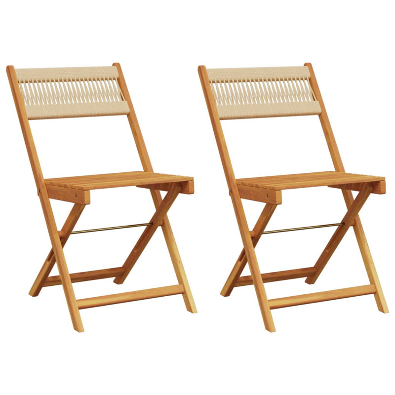Chaises de bistro vidaXL en bois massif d'acacia avec corde, Beige