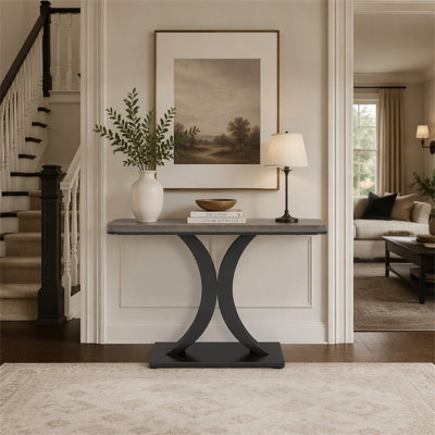 40" Console Table, Narrow Entryway Foyer Table with Geometric Base
