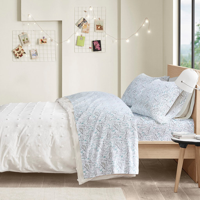 Ensemble de draps en flanelle de coton Gracie Mills Atticus, Ensemble de draps pour lit double avec 2 taies d'o