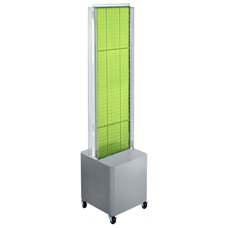 Two-Sided Pegboard Floor Display on Studio Base w/ C-Channels. Panel Size: 13.5"W x 44"H