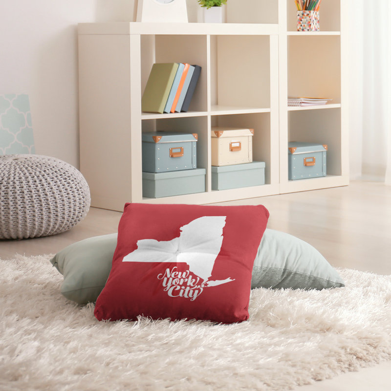 Coussin de plancher touffeté, New York, 26 po x 26 po, Rouge