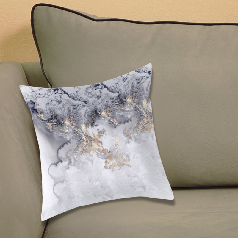 Housses de coussin décoratives en soie synthétique, Carré H 20 po x l 20 po, Gris/doré