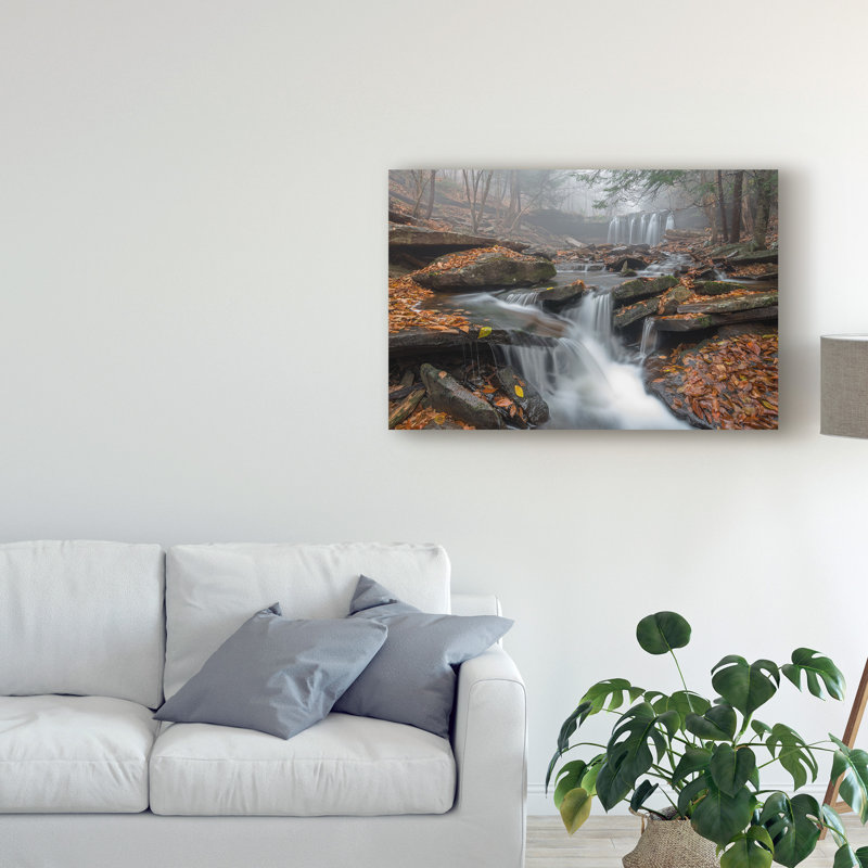 «Morning Fog Stream» par Nick Kalathas, reproduction de photo sur toile, H 12 po x l 19 po x P 2 po