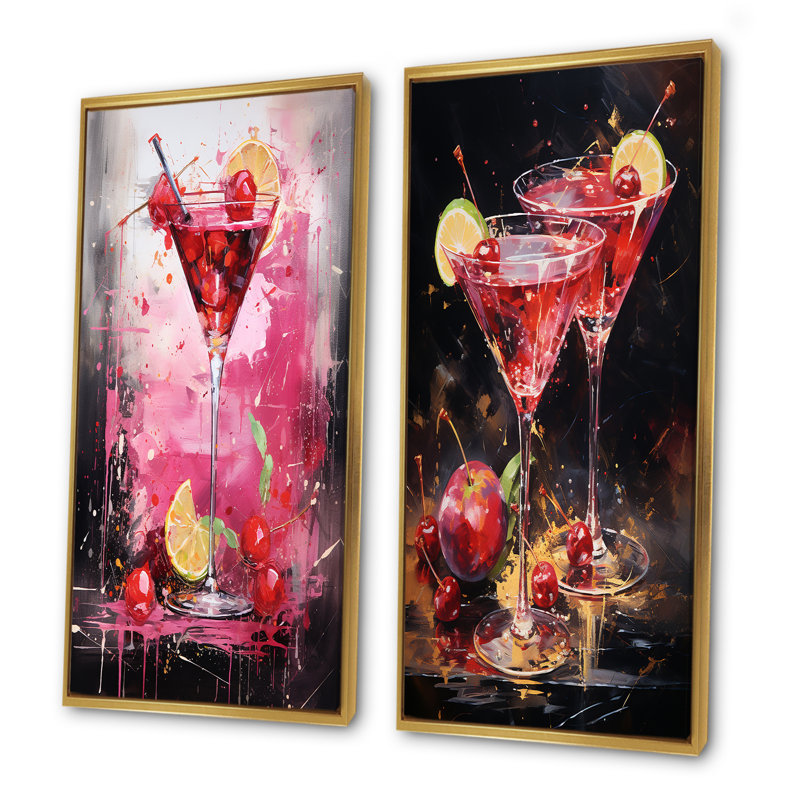 Ensemble de salon Cosmo Cosmos Martini, Encadrement doré, H 28 po x l 25 po