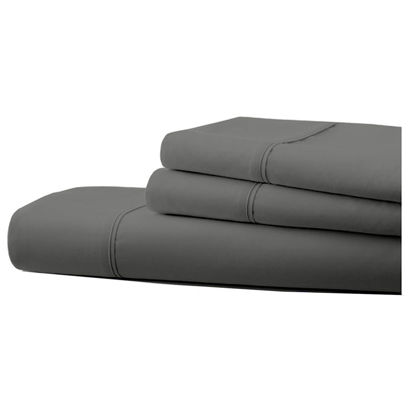 Ensemble de draps en micro-fibre, Ensemble de draps pour taille de lit très grand a, gris