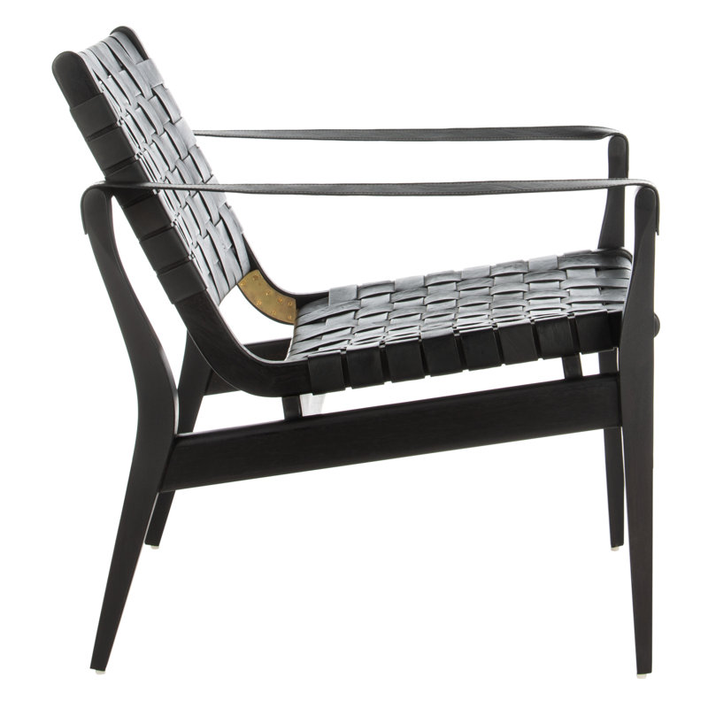 Armchair, Black, Black Genuine Leather