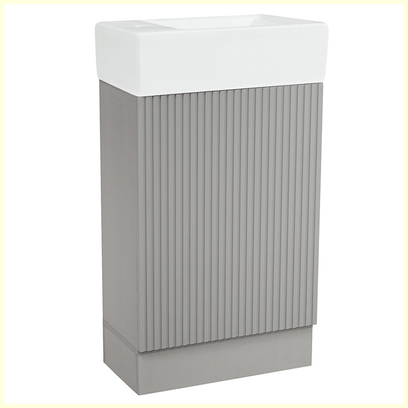 Meuble-lavabo moderne avec tablette à deux niveaux, Gris