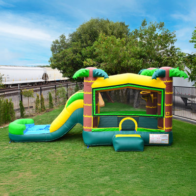 JumpOrange Tropical Aloha Commercial Grade Bounce House Water Slide for Kids (with Pool and Blower)