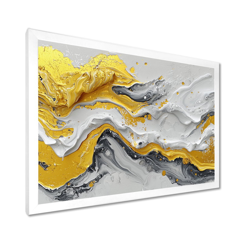 Amezcua - Abstract Large Wall Art, Cadre simple, H 16 po x l 32 po, Blanc