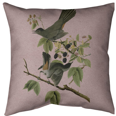 Cat Bird Throw Pillow Cover