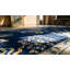 Hand Knotted Wool Area Rug in Blue
