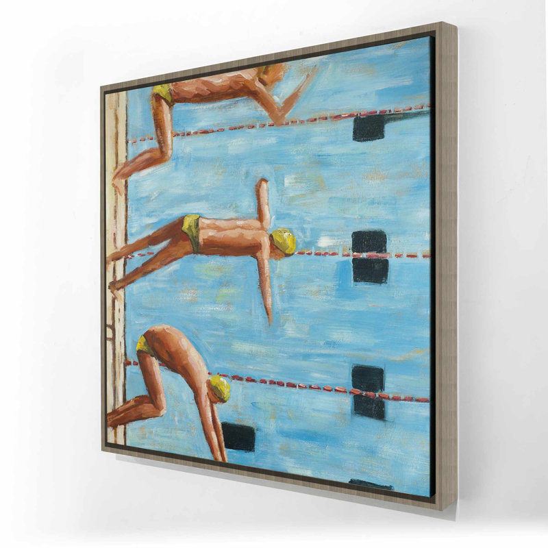 «Swimmers - Man Orange», toile encadrée pour la décoration intérieure