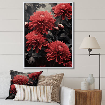 «Coral Grey Mums Blossoms», reproduction sur toile