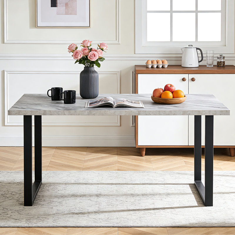 Modern 150Cm Effect Dining Table With 6 Luxury Velvet Chair With Arm, Black