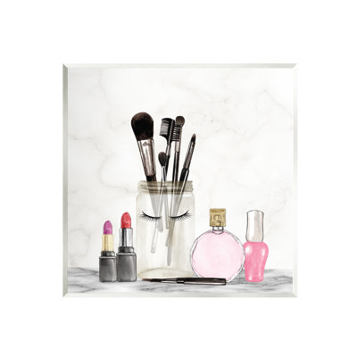 Pinceaux de maquillage tendance, produits cosmétiques polis par Kim Allen - Peinture sur panneau de fibres à densité moyenne