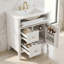 Meuble-lavabo 30 po avec lavabo - Armoire en bois massif et panneau de fibres à densité moyenne, tiroir rabattable + 2 tiroirs, tablette réglable-111880309